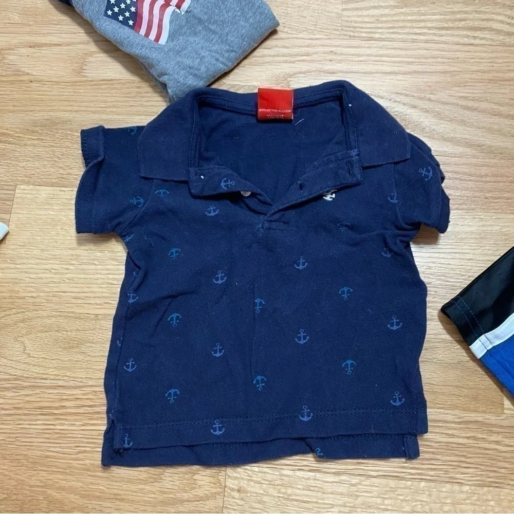 12 mos Boys Short Sleeve Shirt Bundle Carter’s Dinosaur Flag Jersey Stripe Truck